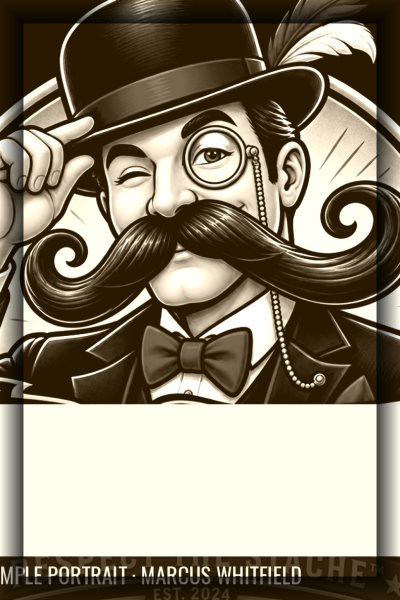 Marcus Whitfield “Captain Chevron” — Gold Stach mustache (AI Legend edition)